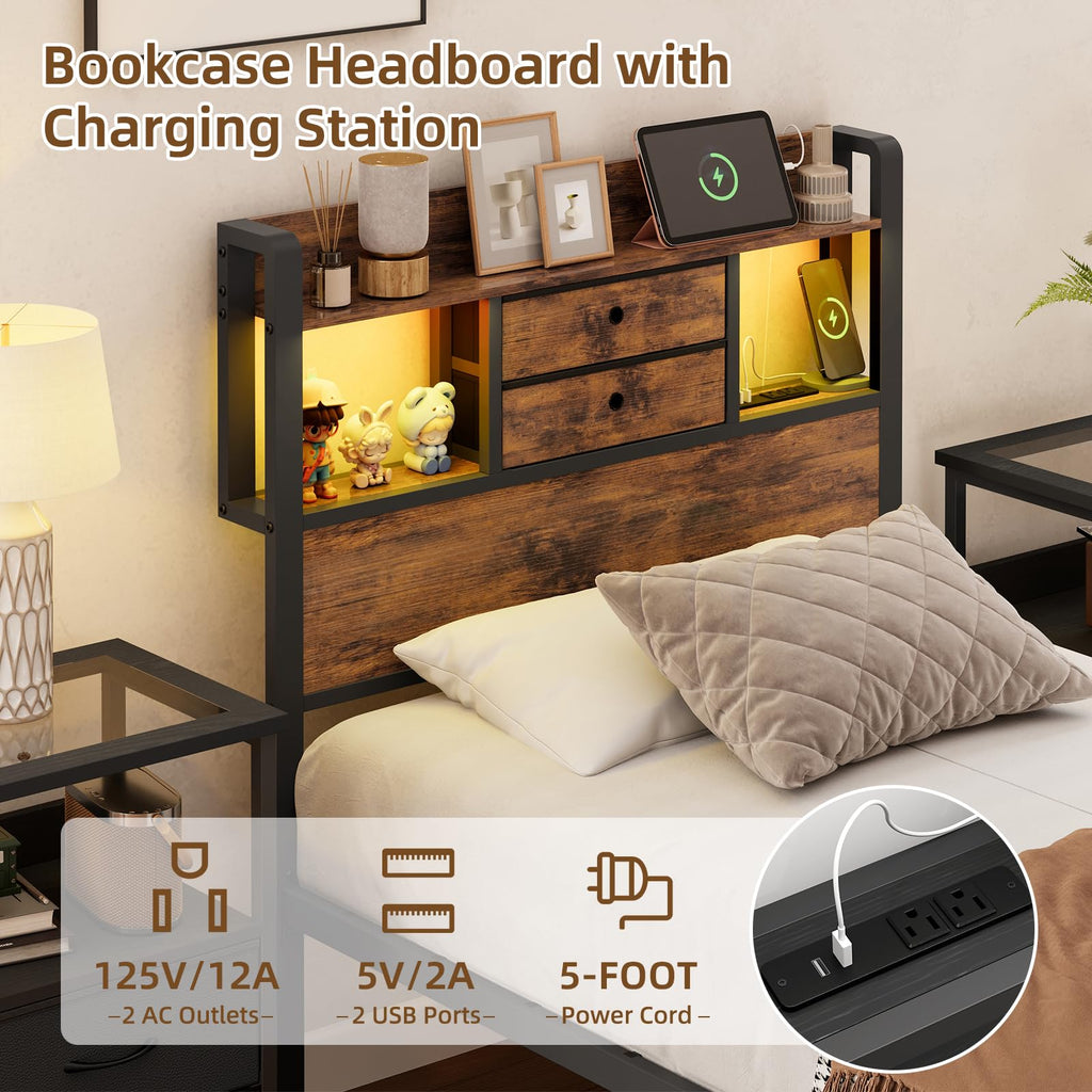 Twin Size Bed Frame with Storage R6081