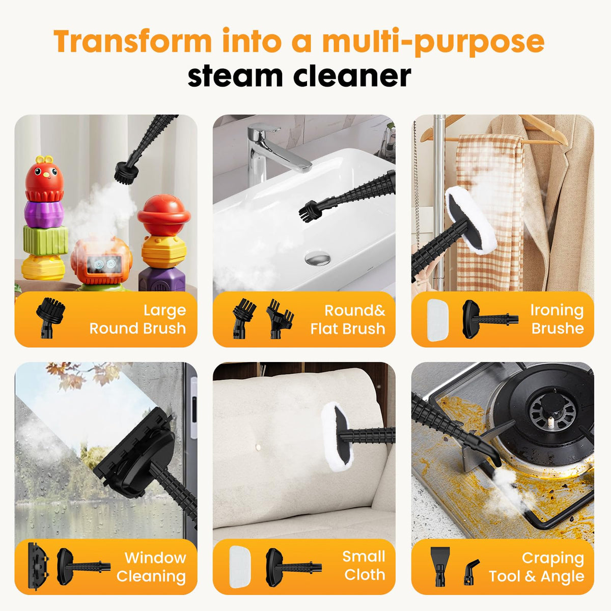 14-in-1 Steam Mop Detachable Handheld Steam Cleaner with 2 Washable Pads U140318