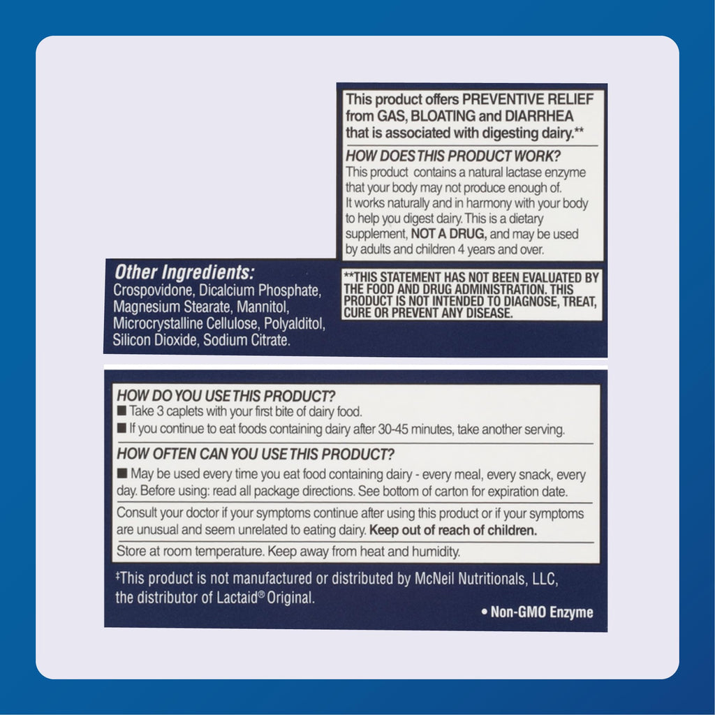 Lactase Enzyme Supplement 60 Caplets 2 Pack X1334