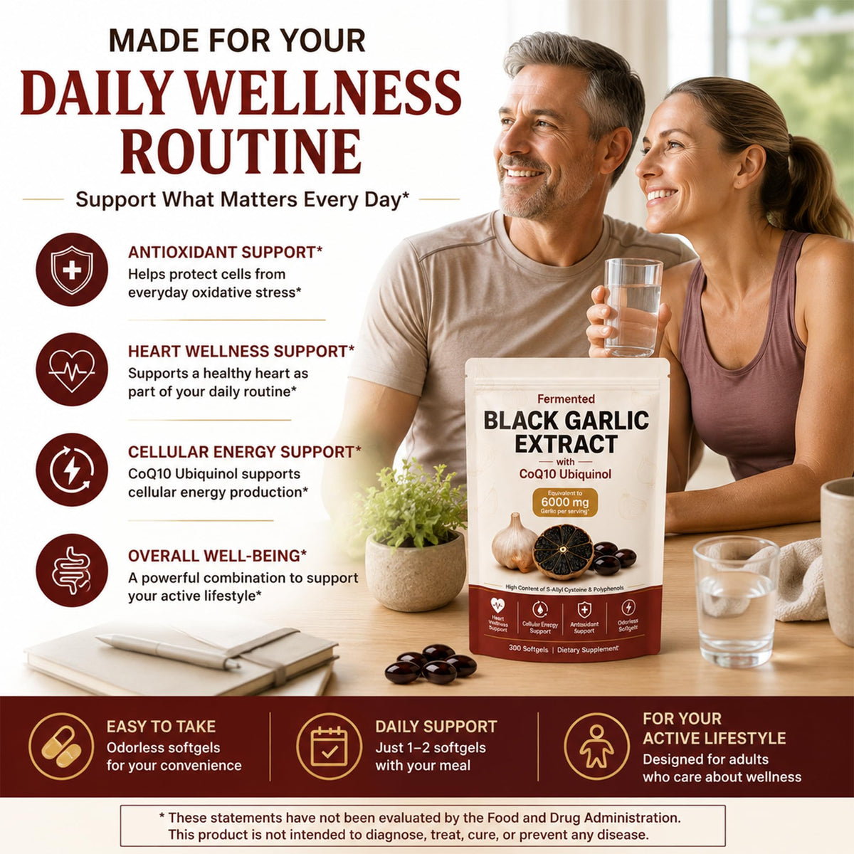 Black Garlic CoQ10 Capsules 300 Count N990363