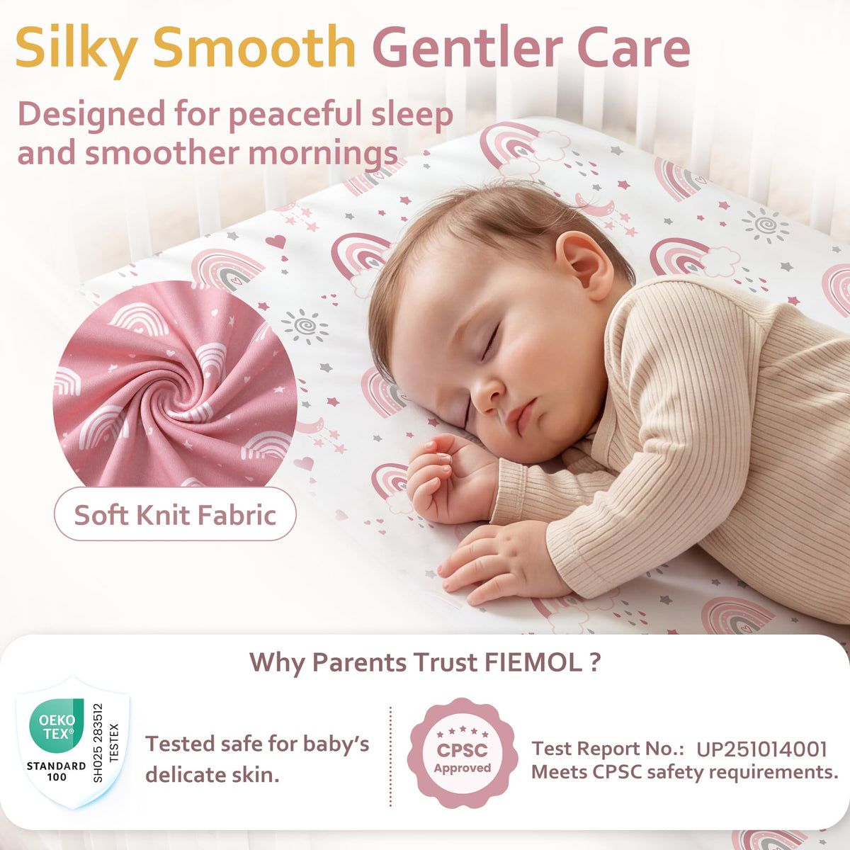 3 Pack Fitted Crib Sheets 52”x28” Y8345