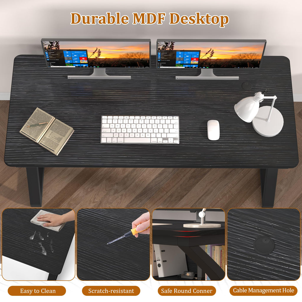 47 inch Black Computer Desk with Storage Shelf C38974