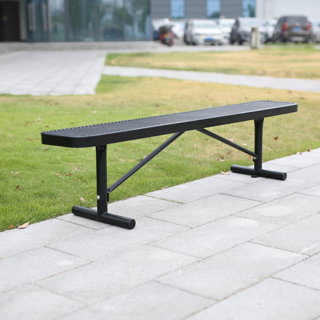 6 Feet Heavy Duty Metal Park Bench with Portable Frame, Black T3914