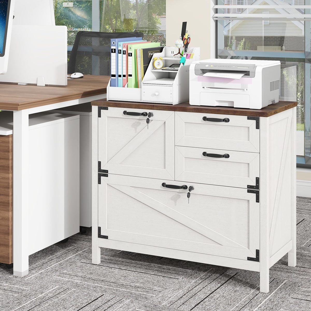 White 4 Drawer File Cabinet with Lock R119837