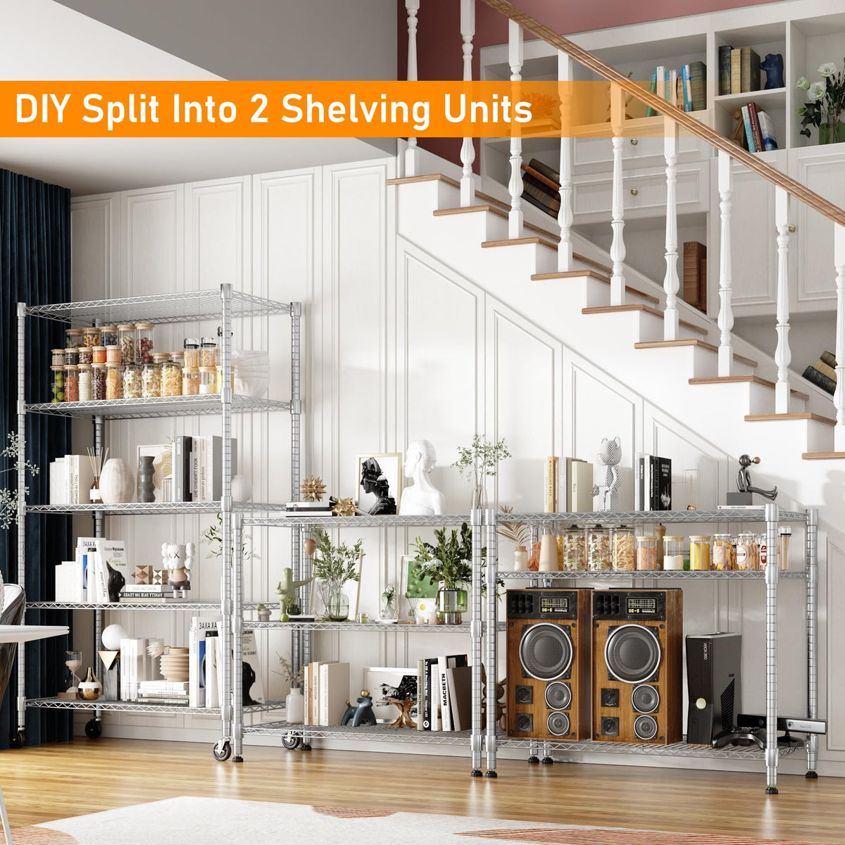 5-Tier Adjustable Steel Wire Shelving with Wheels J9486