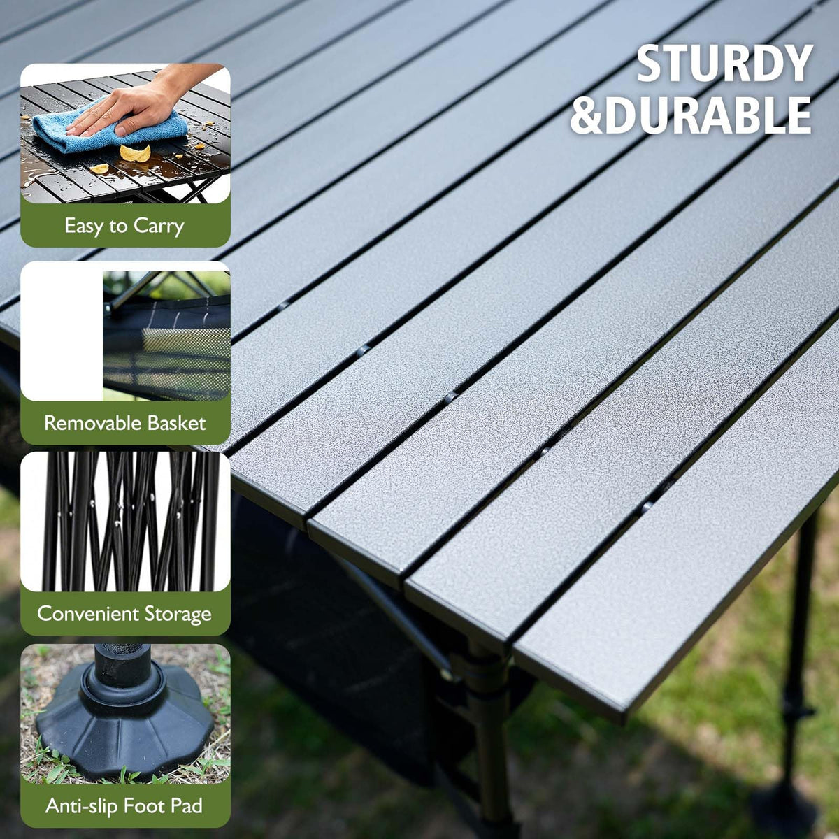 Large Folding Camping Table Adjustable Height M183634