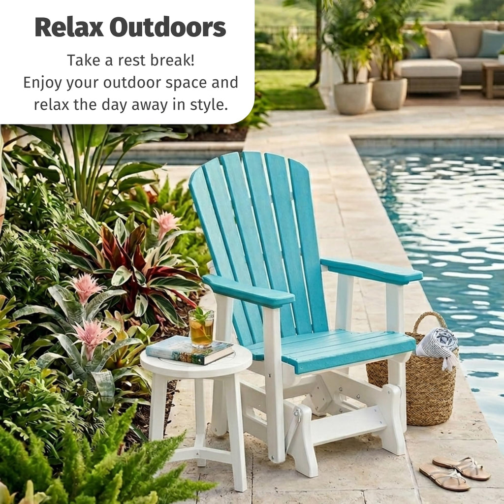 Tudor Brown Cedar Poly Adirondack Glider Outdoor Chair M748612