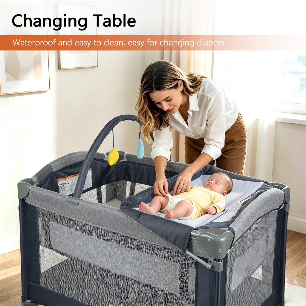 3-in-1 Pack and Play Playard with Bassinet & Changing Table I9009