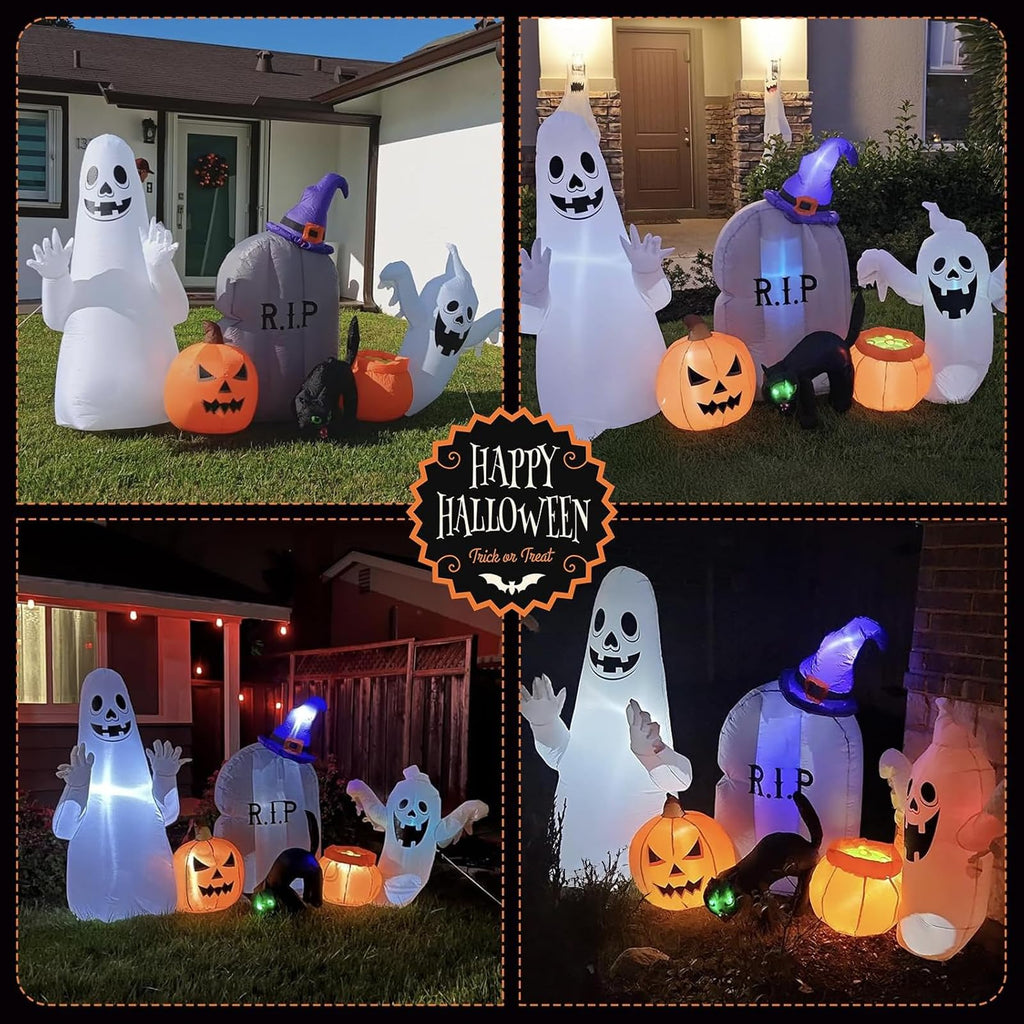 8FT Inflatable Ghost Cat Pumpkin A201