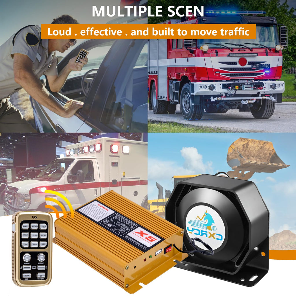 12V 200W Police Siren PA System with Wireless Mic N46472