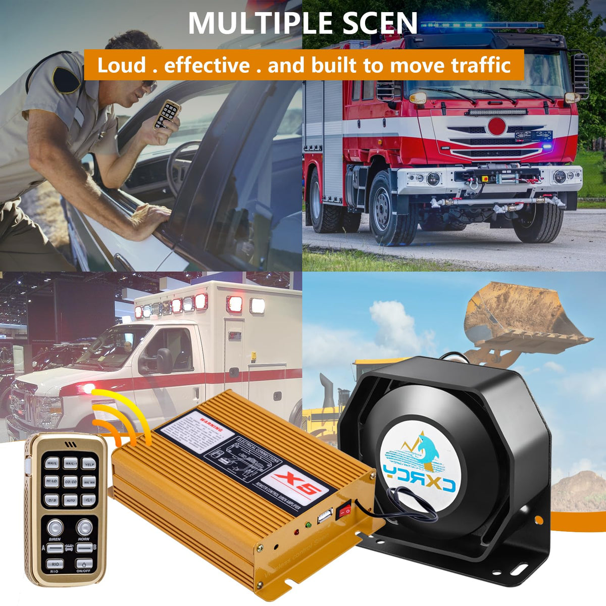 12V 200W Police Siren PA System with Wireless Mic N46472