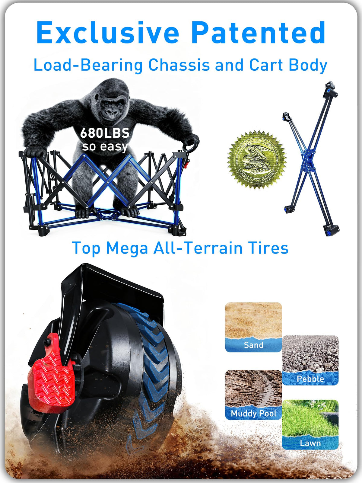 700L Double Tabletop Wagon with Big Wheel N61991