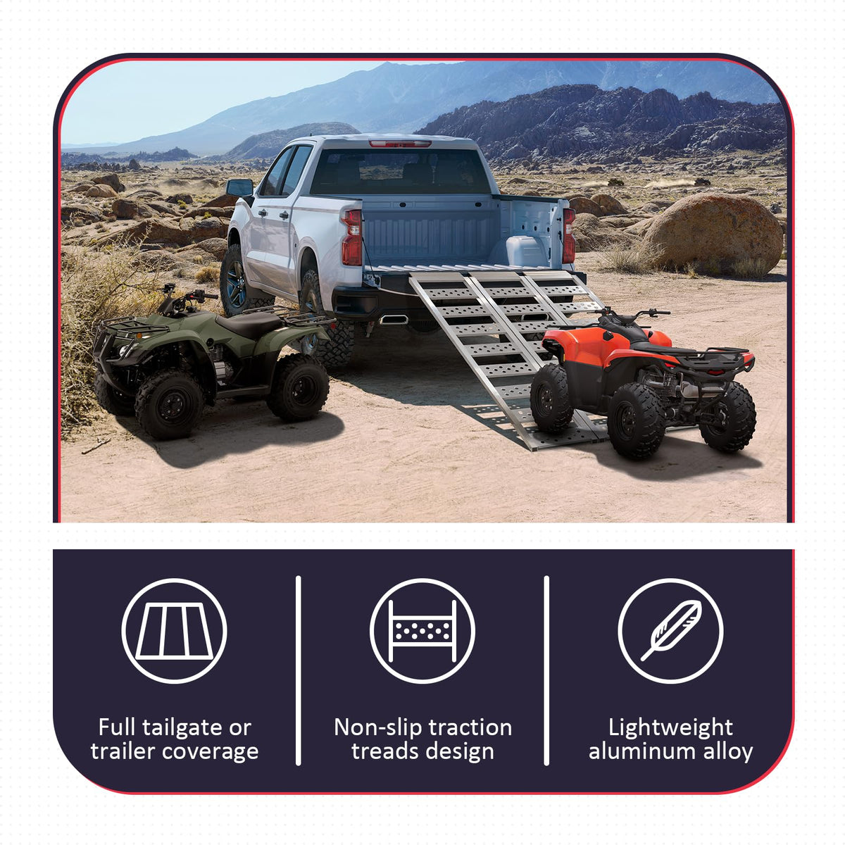 Full Width Aluminum Tri-Fold Loading Ramps with Treads L5652
