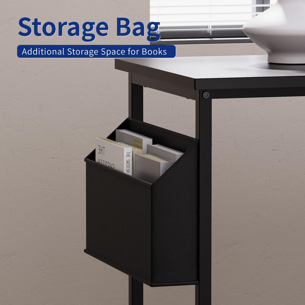 40 Inch L Shaped Computer Desk with Reversible Storage Shelves White M1780