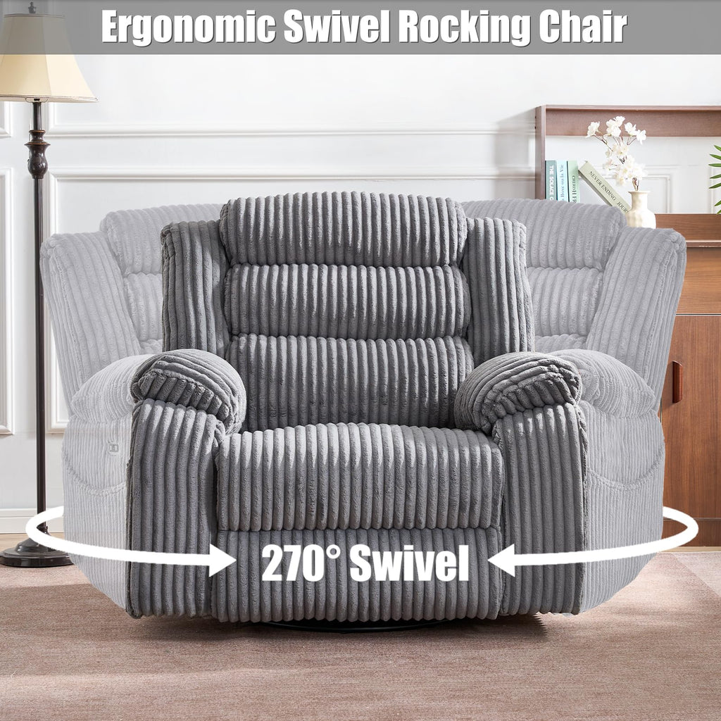 Power Swivel Rocker Recliner Chair with Vibration & Heat Q972059