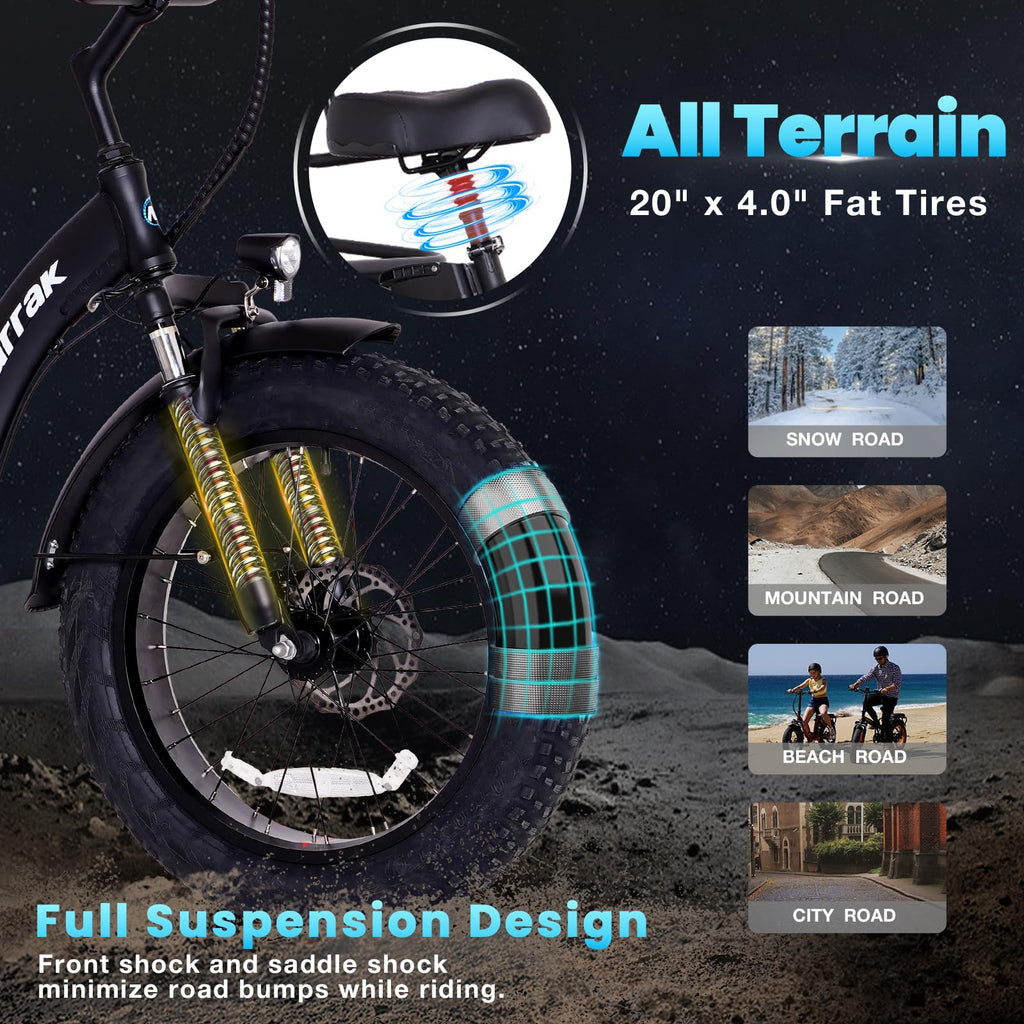 Electric Tricycle for Adults, 750W, 48V13Ah, 20"x4.0" Folding Fat Tire 3 Wheel Electric Trike E714829
