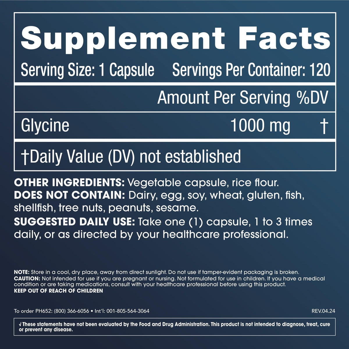 Glycine 1000 mg 120 Capsules Z417558