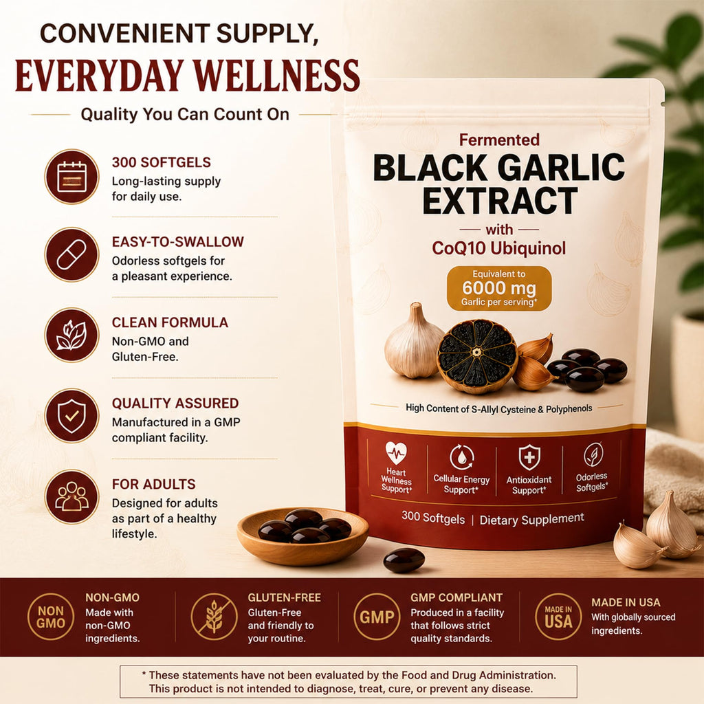 Black Garlic CoQ10 Capsules 300 Count N990363
