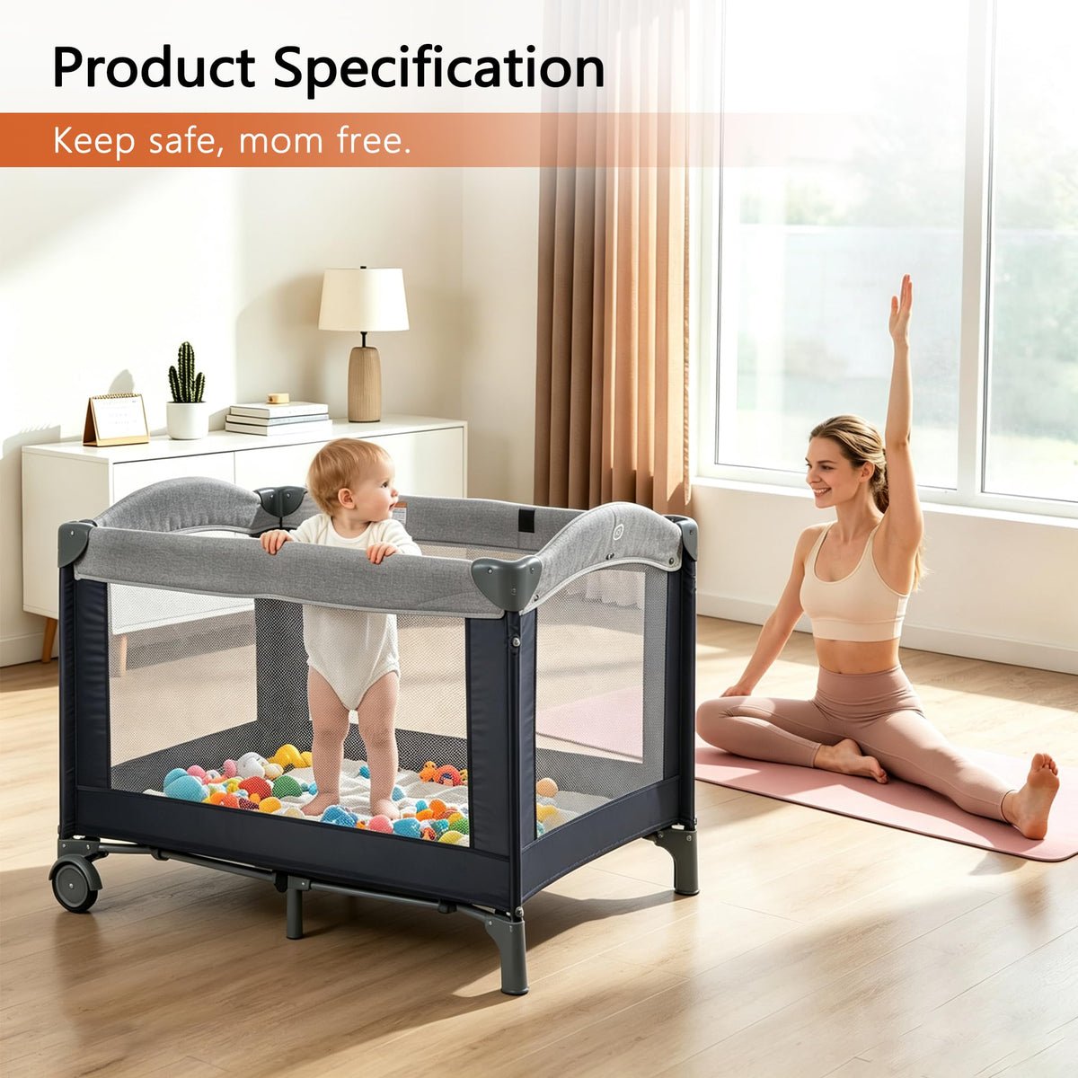 3-in-1 Pack and Play Playard with Bassinet & Changing Table I9009