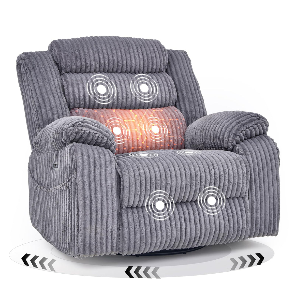 Power Swivel Rocker Recliner Chair with Vibration & Heat Q972059