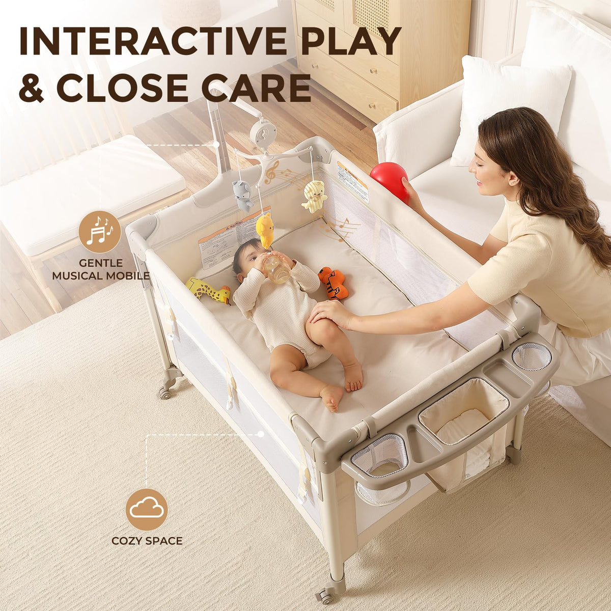 4-in-1 Bassinet Changing Table Portable Crib L997