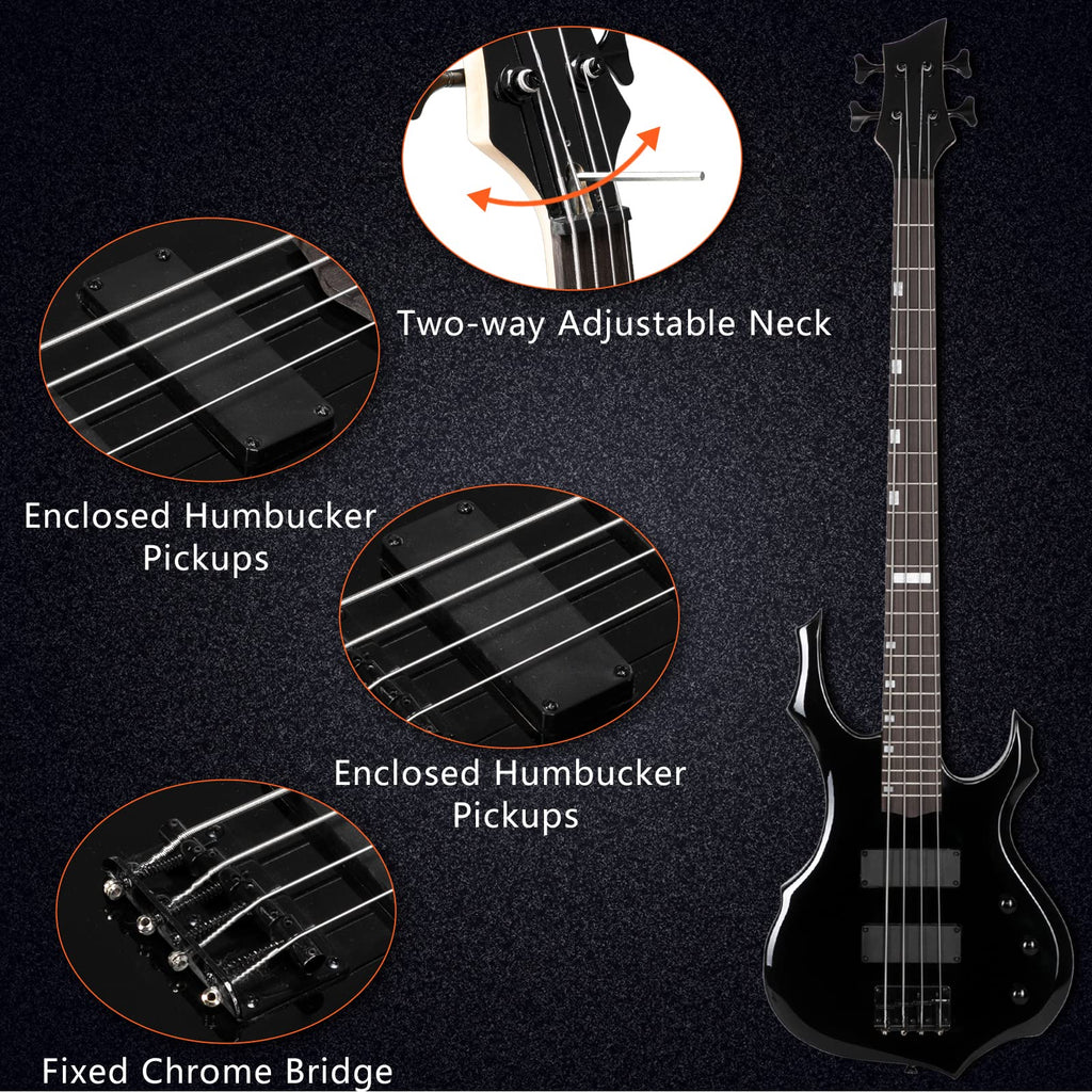 Full Size Flame Design Electric Bass Guitar Kit N116833