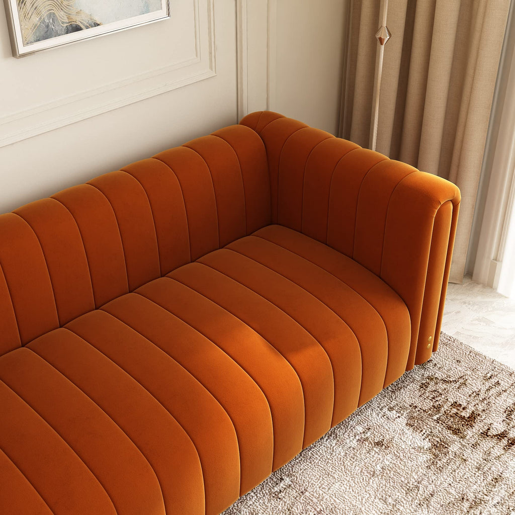 Orange Velvet 80 Inch 3 Seat Sofa B191