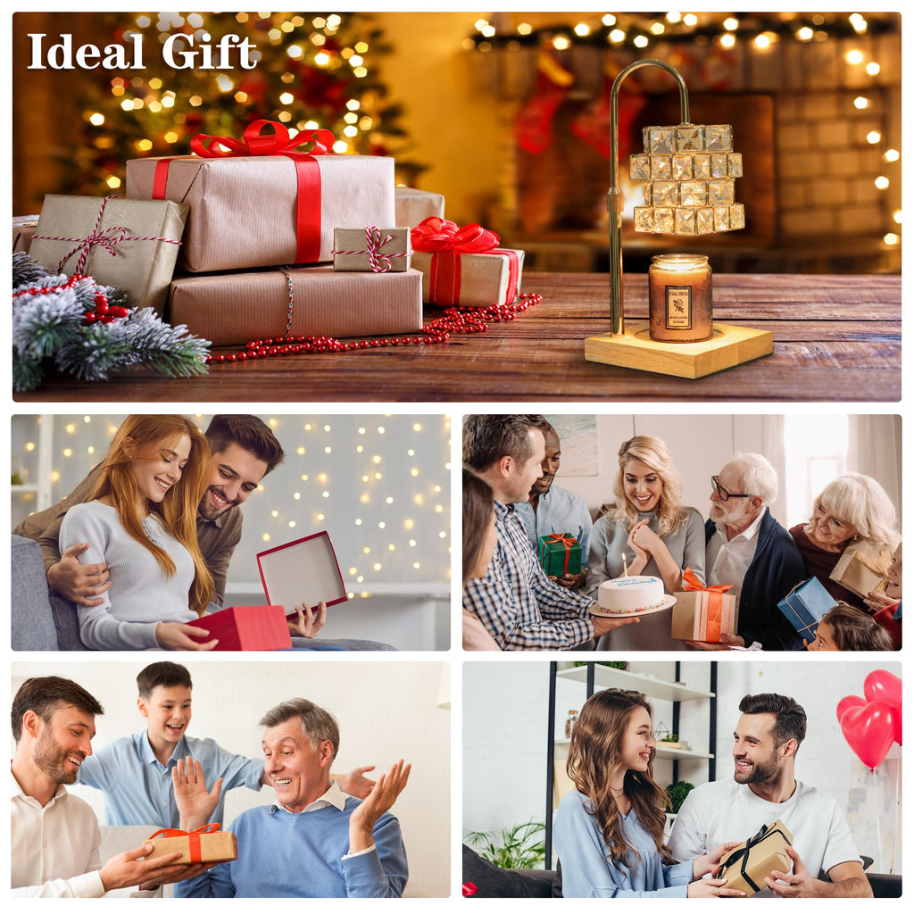 Candle Warmer Lamp with 2 Bulbs, Adjustable Dimmable Amber Glass G82436