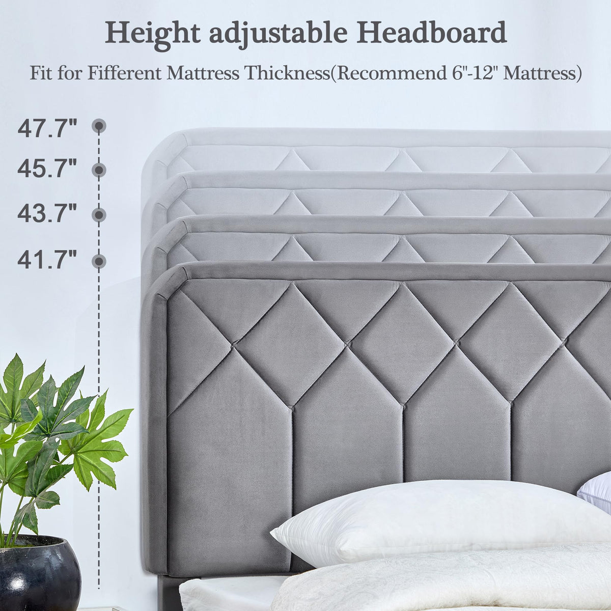 Queen Size Velvet Upholstered Platform Bed Frame A214044