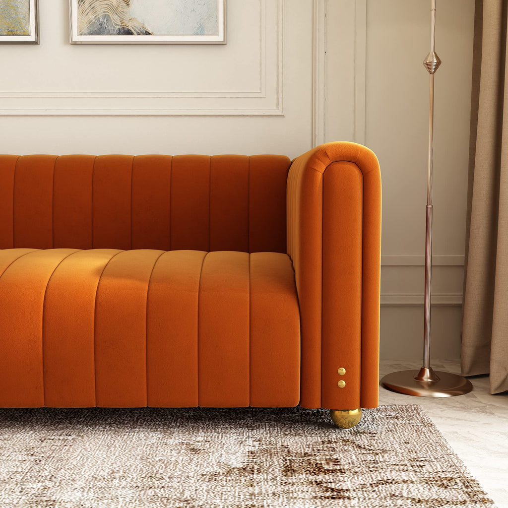 Orange Velvet 80 Inch 3 Seat Sofa B191