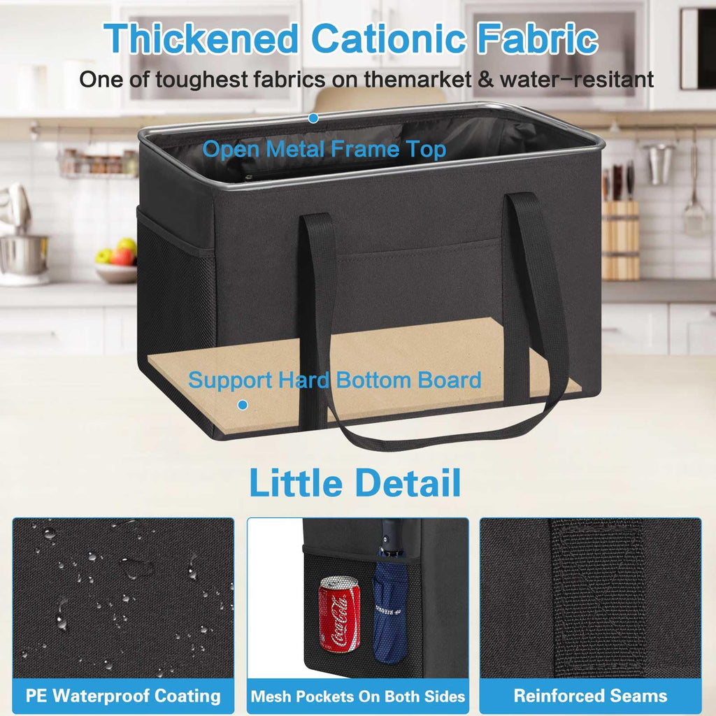 2 Pack Large Utility Tote Bag with Metal Wire Frame Y430370