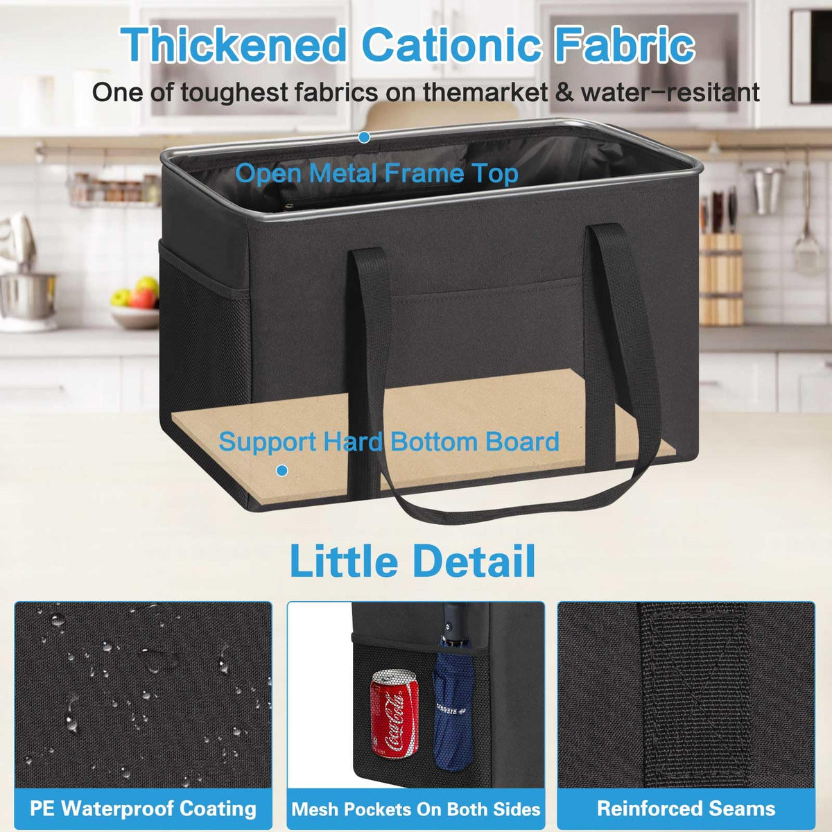 2 Pack Large Utility Tote Bag with Metal Wire Frame Y430370