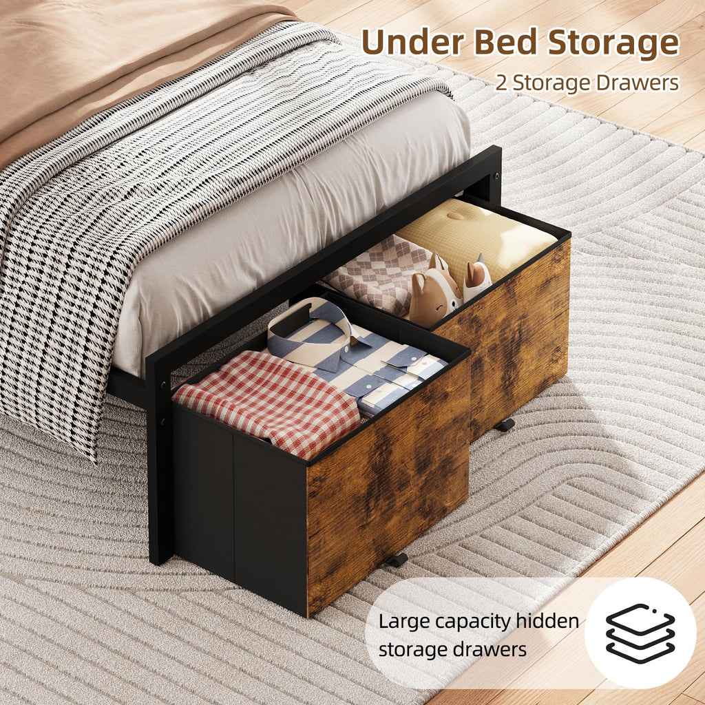 Twin Size Bed Frame with Storage R6081
