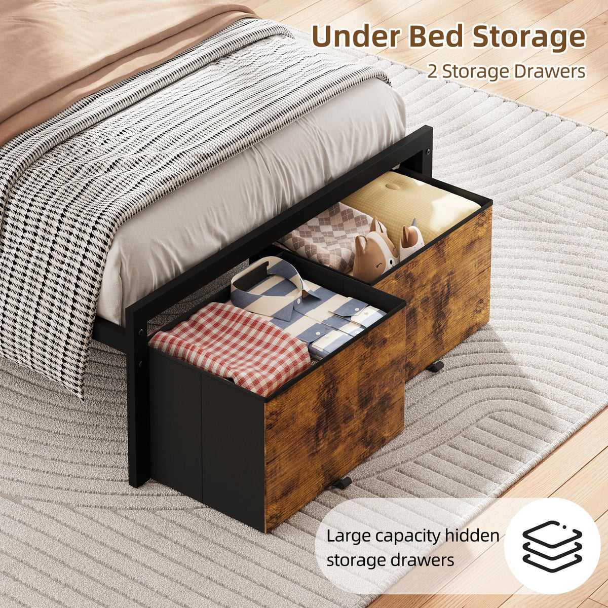Twin Size Bed Frame with Storage R6081