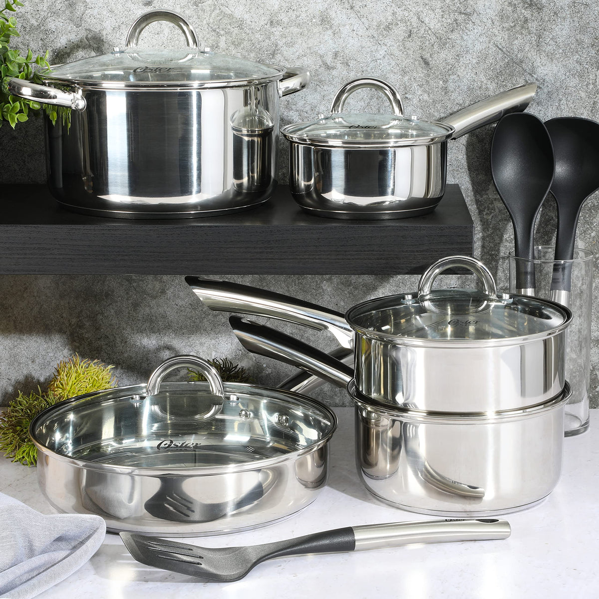 12-Piece Stainless Steel Non-Stick Cookware Set C94747