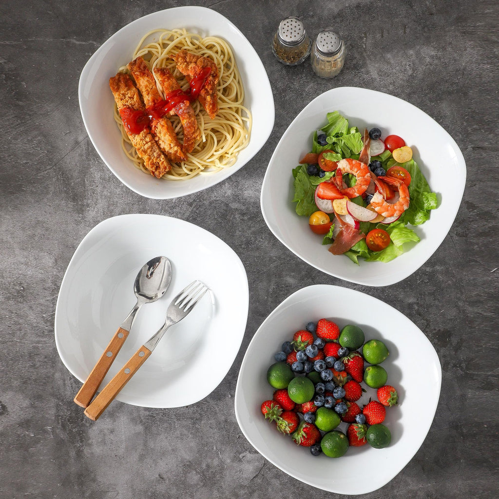 4 Pc 35 oz Porcelain Pasta Bowls W6505