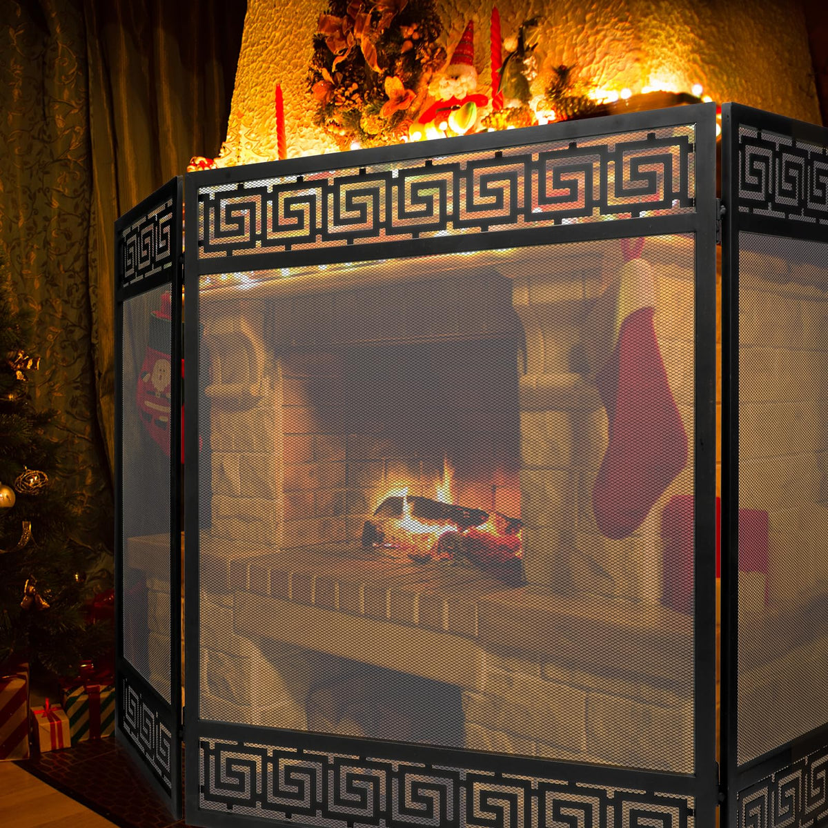 50"x32" 3 Panel Steel Fireplace Screen B5960