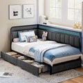Twin Corner Bed Frame with Upholstered Guardrail K794345