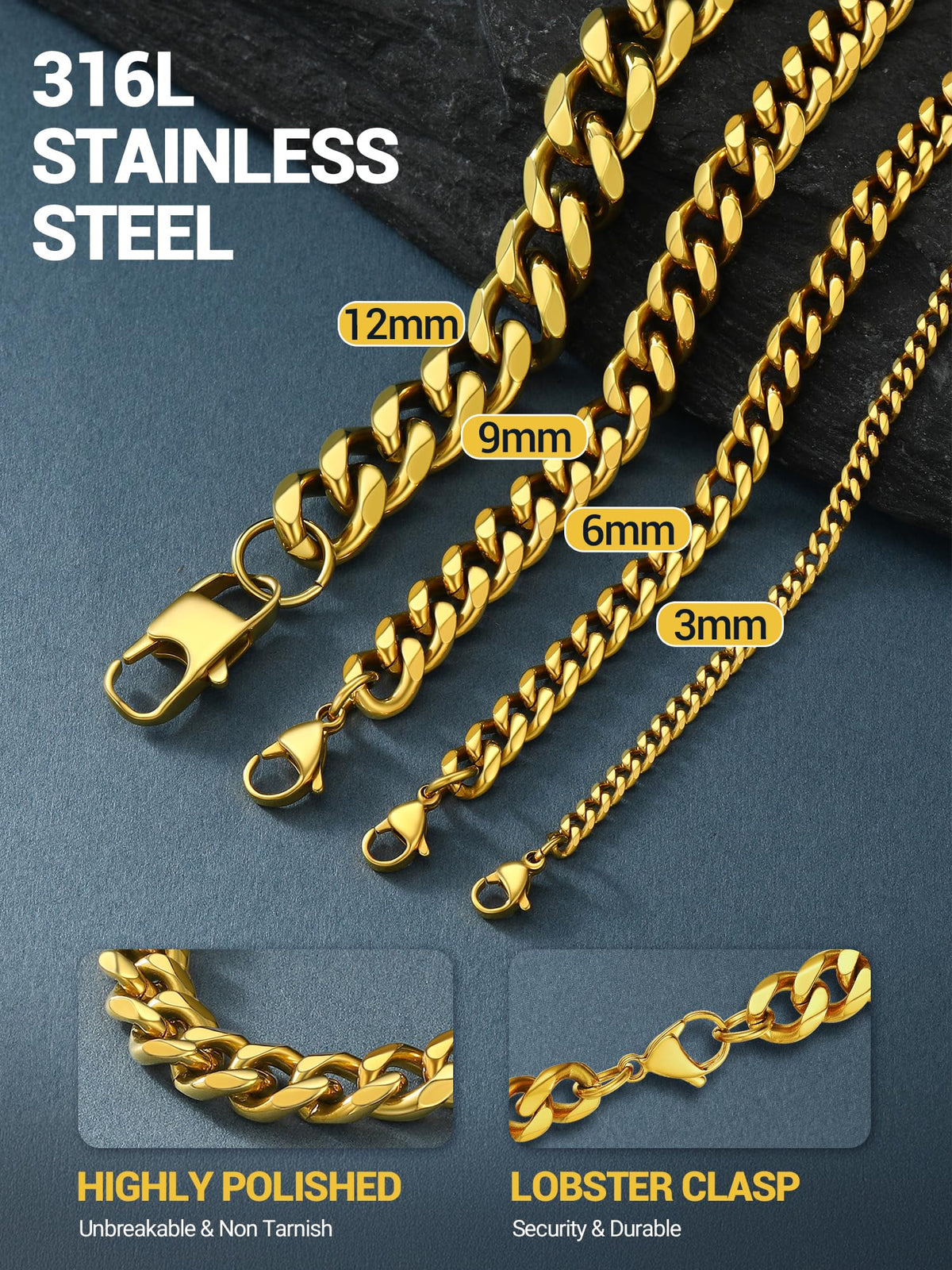 Cuban Chain Necklace 316L Stainless Steel K520