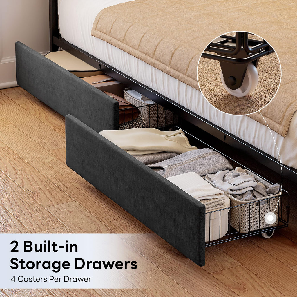 Twin Corner Bed Frame with Upholstered Guardrail K794345