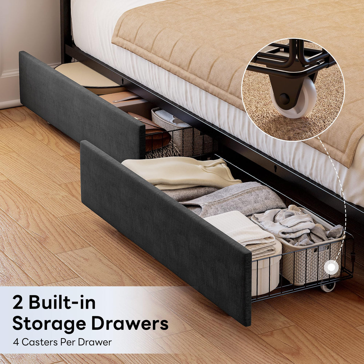 Twin Corner Bed Frame with Upholstered Guardrail K794345
