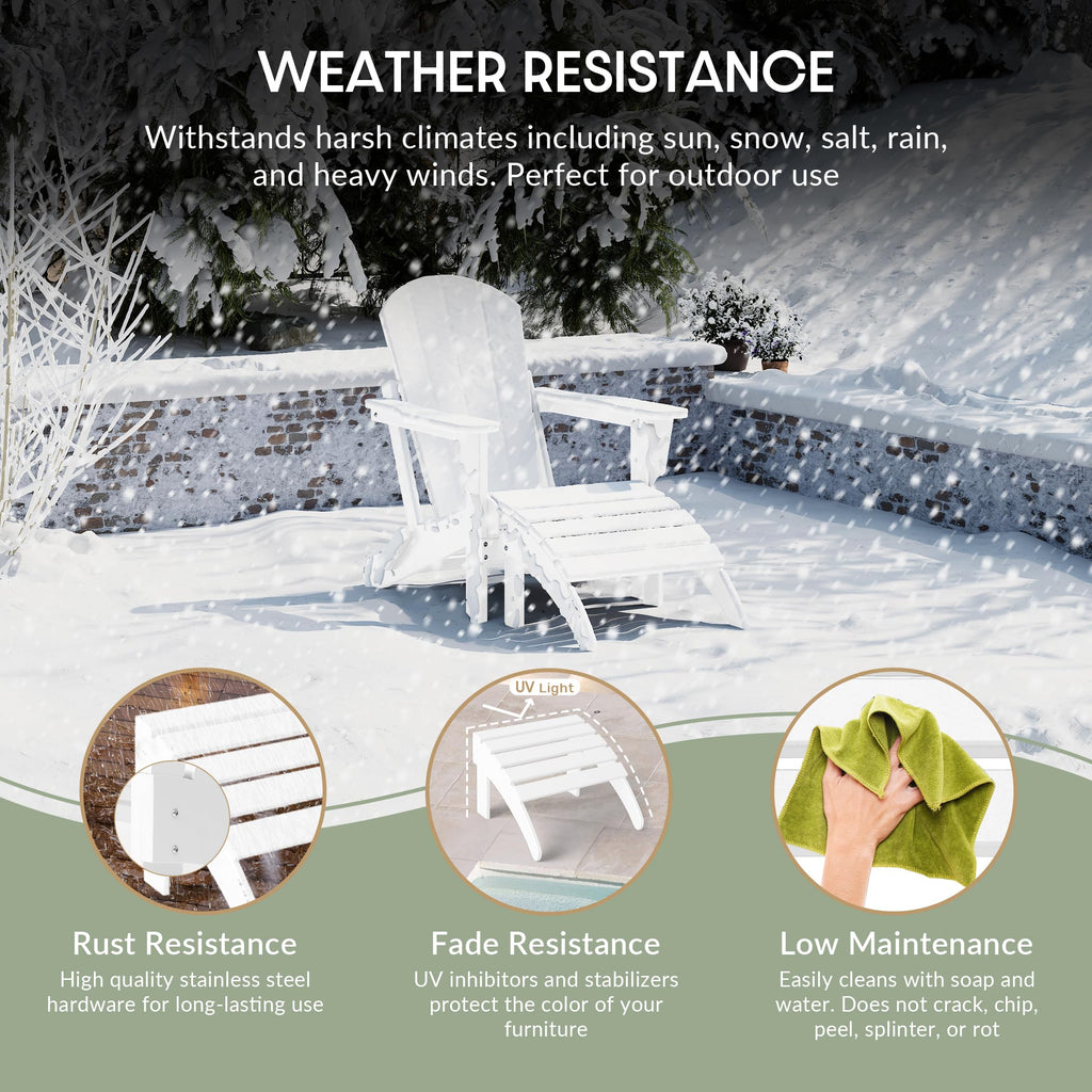 White All Weather Poly Lumber Adirondack Ottoman R4474